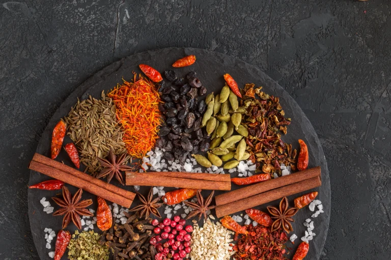 Whole spices – cumin, chilli, cardamom, star anise